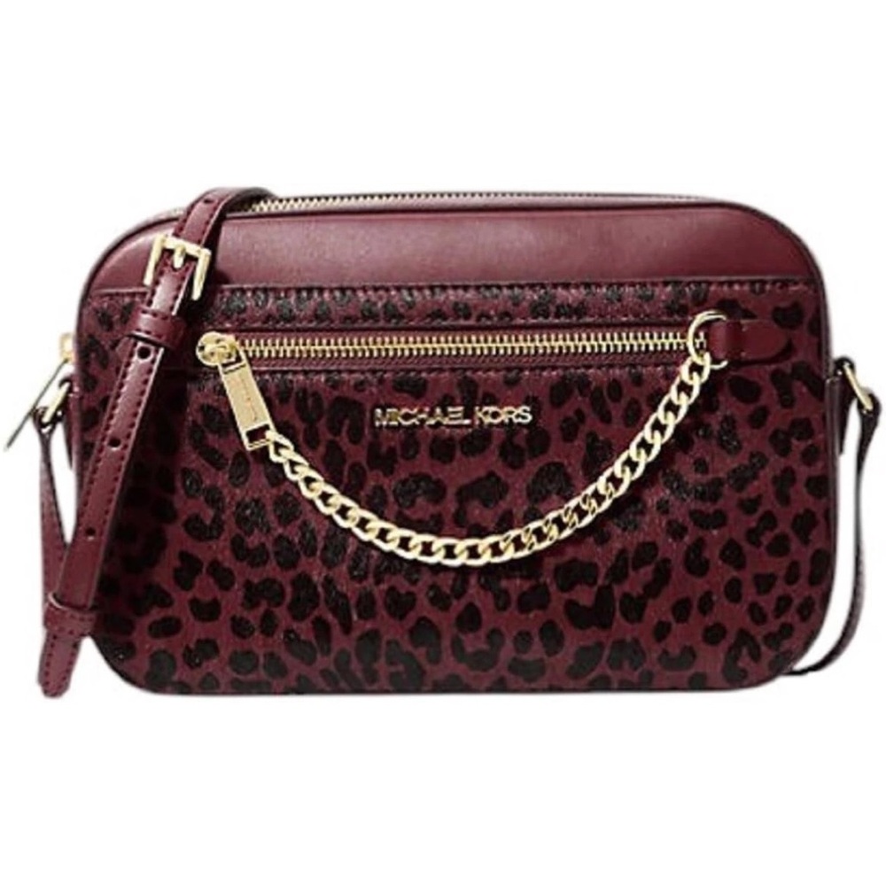 MICHAEL Michael Kors Burgundy Leopard Crossbody Bag
